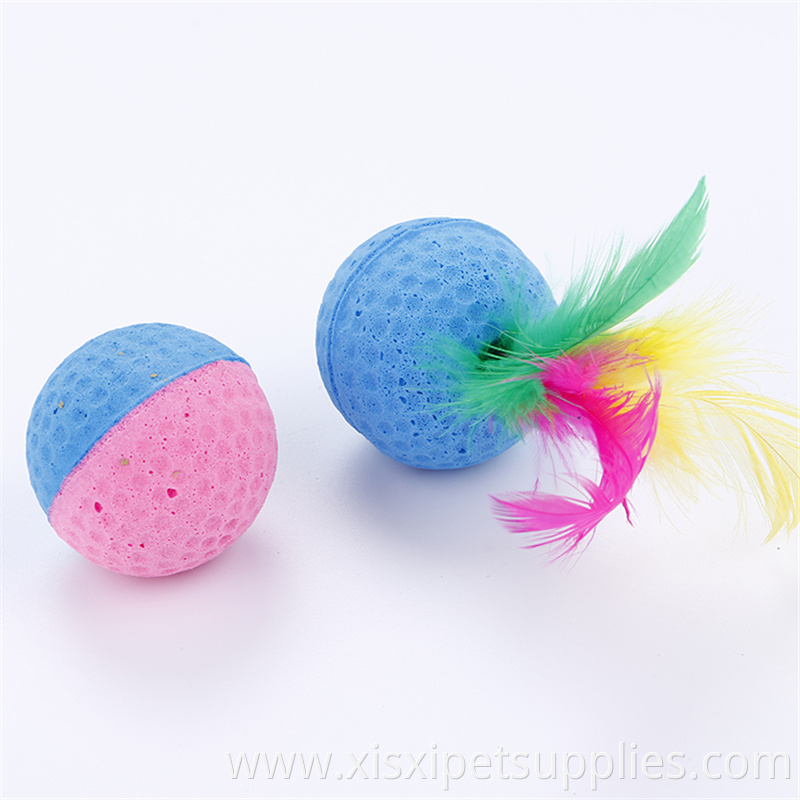 wholesale Latex Golf Sponge foam Balls Cats Toys With Feathers and without feather